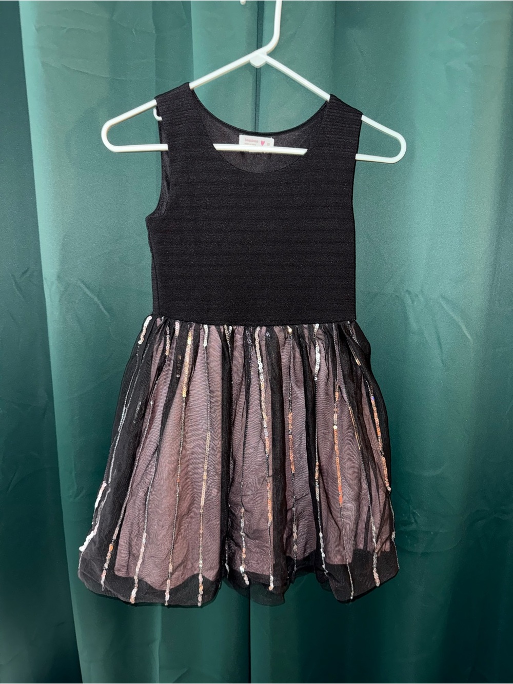Kids Black Glitter Stripe Tulle Dress - Unbranded